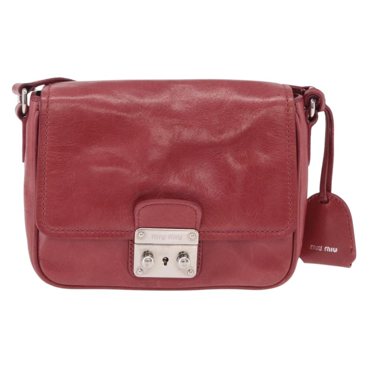 Miu Miu Madras Shoulder Leather Pink Leather Crossbody Bag Bag (Pre-Owned)