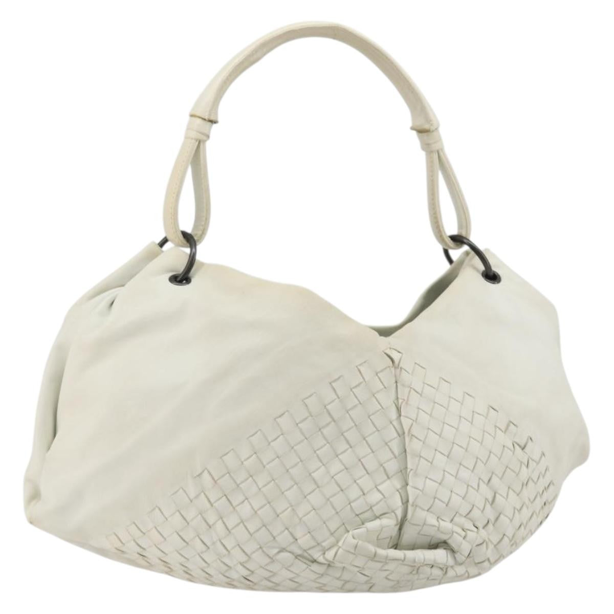 Bottega Veneta Intrecciato Shoulder Leather White Leather Shoulder Bag Bag (Pre-Owned)
