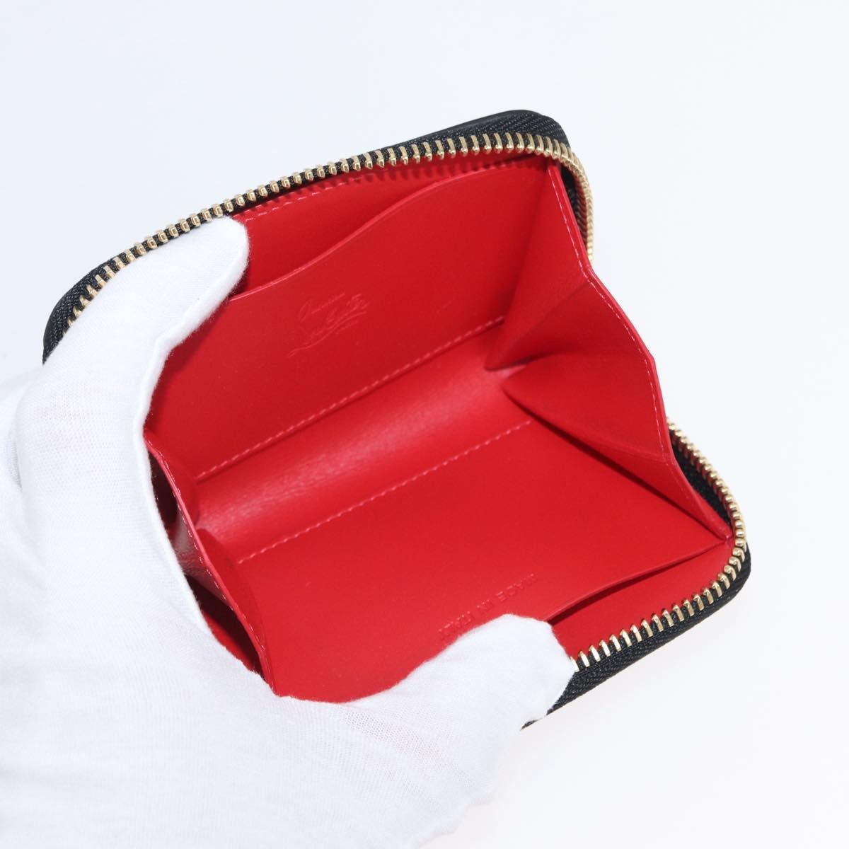 Christian Louboutin Panettone Coin Purse Embellished Leather Black Leather Wallets Accessory (Pre-Owned)