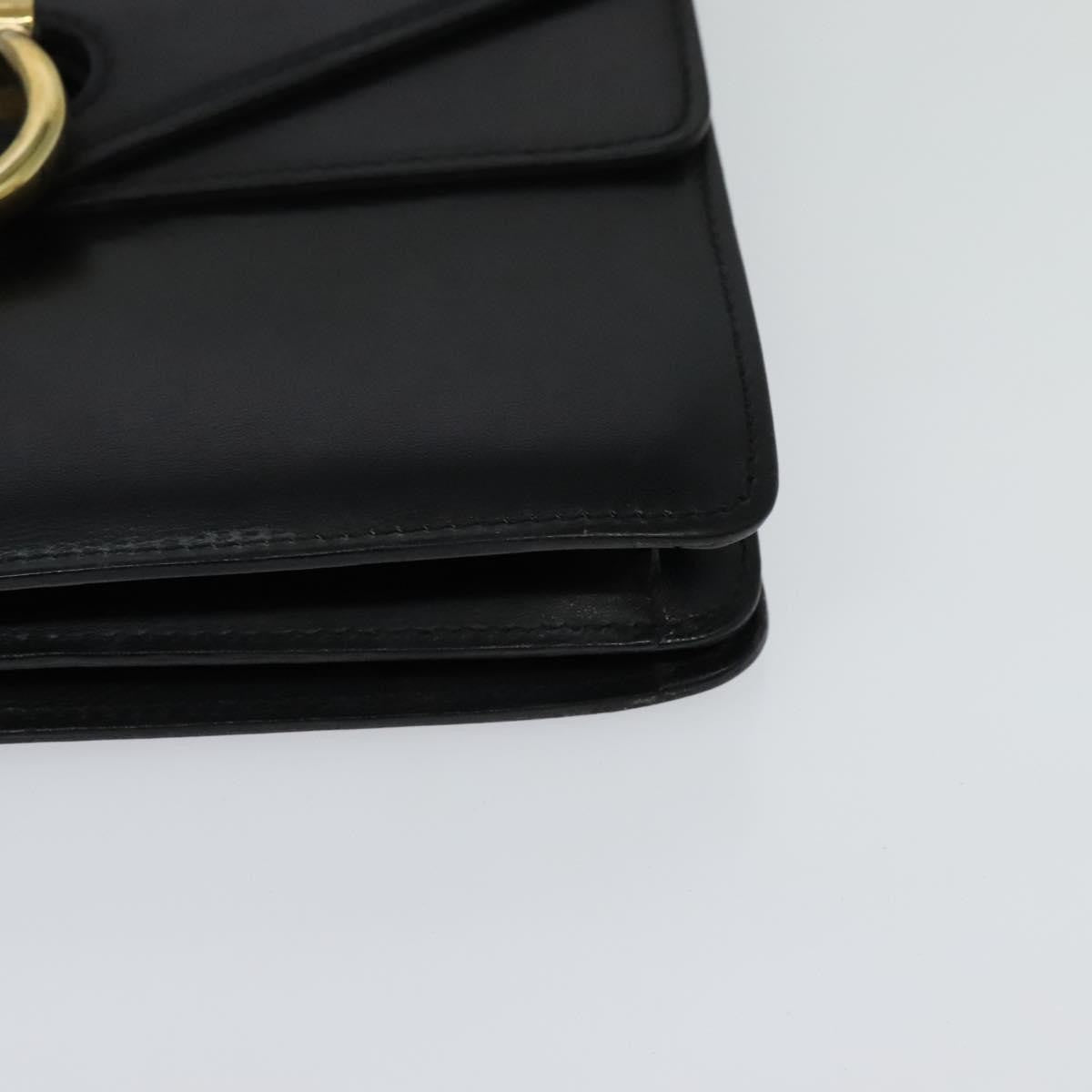 Celine Gancini Leather Black Leather Handbag (Pre-Owned)