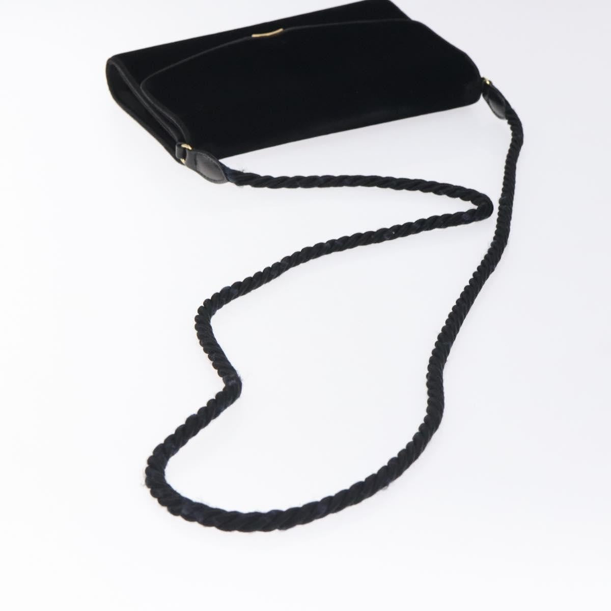 Gucci Vintage Flap Velvet Black Velvet Shoulder Bag Bag (Pre-Owned)