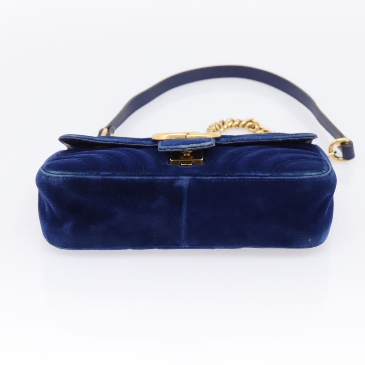 Gucci Gg Marmont Matelassé Velvet Blue Velvet Shoulder Bag Bag (Pre-Owned)