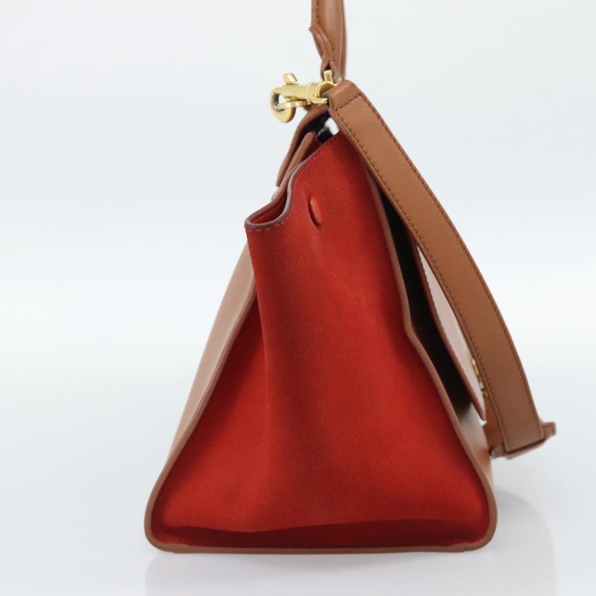 Celine Trapeze Leather With Suede Brown Leather Handbag (Pre-Owned)