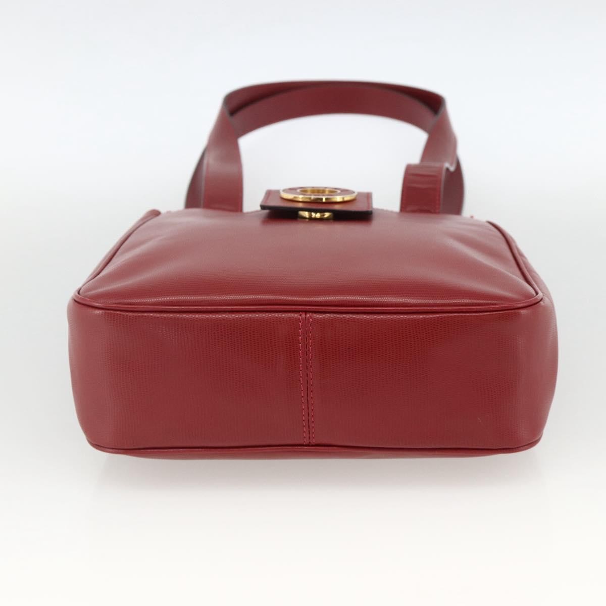 Celine Circle Logo Leather Burgundy Leather Tote Bag Bag (Pre-Owned)