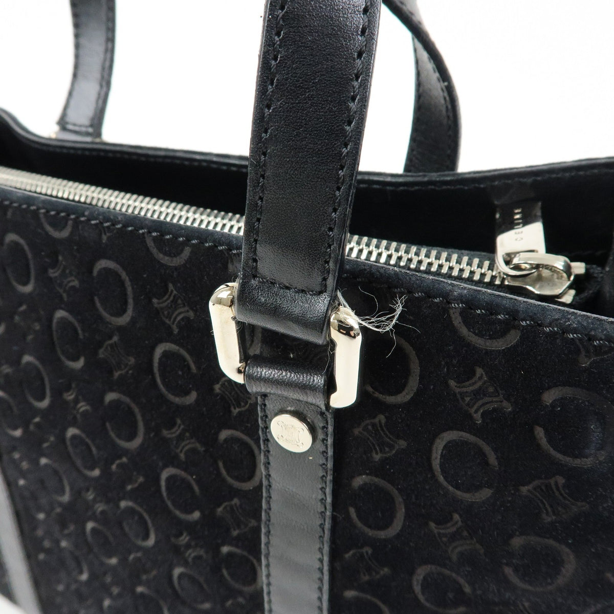 Celine C Macadam Tote Pvc Leather/ Macadam Canvas Black Suede Shoulder Bag Bag (Pre-Owned)