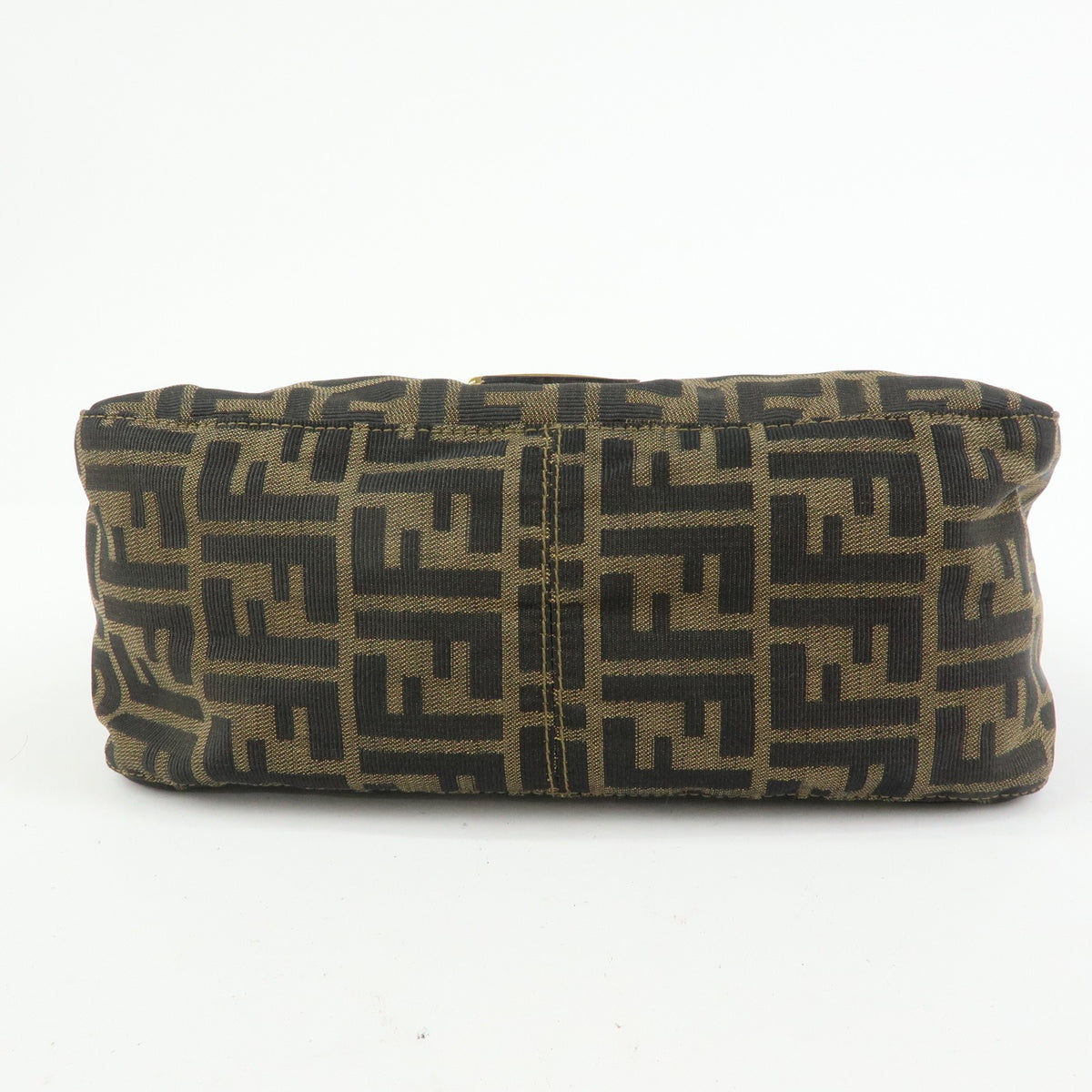 Fendi Round Flap Baguette Zucca Canvas Brown Canvas Shoulder Bag Bag (Pre-Owned)