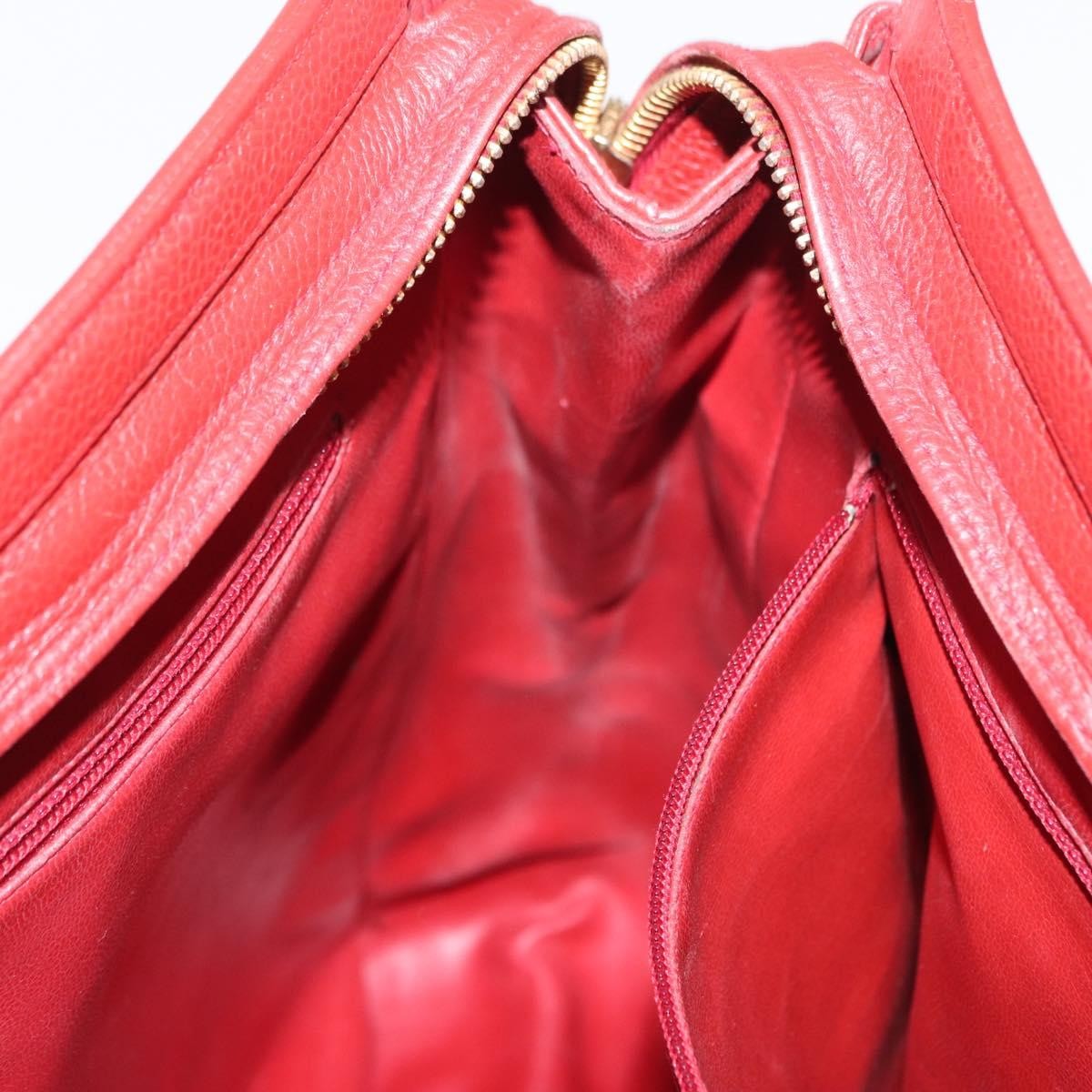 Chanel Vintage Metal Cc Caviar Red Leather Shoulder Bag Bag (Pre-Owned)