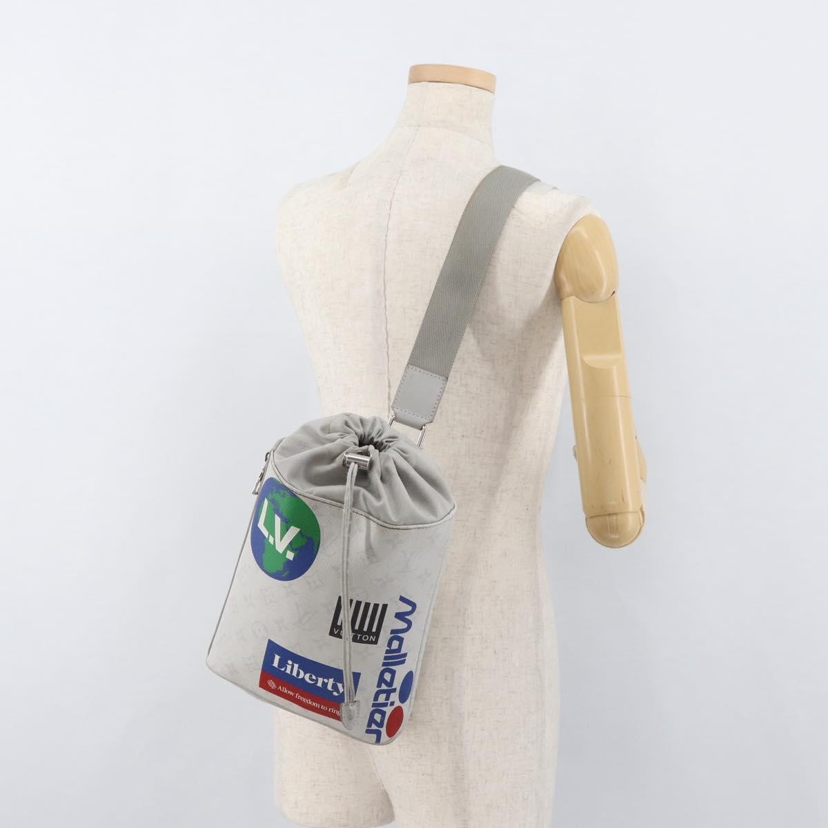 Louis Vuitton Chalk Sling Limited Edition Logo Story Monogram Canvas Gray Canvas Handbag (Pre-Owned)
