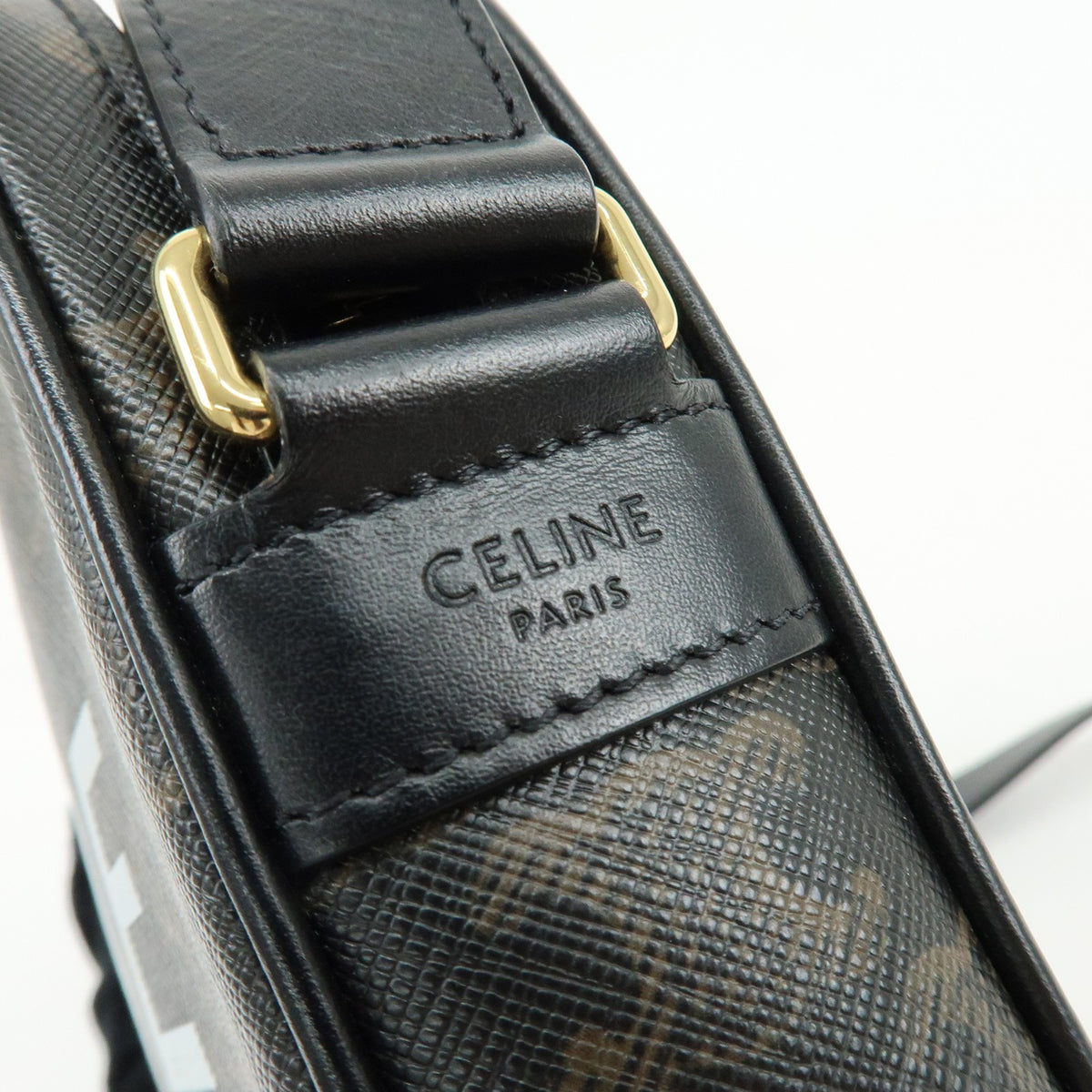 Celine Logo Messenger Triomphe Coated Canvas Brown Canvas Handbag (Pre-Owned)
