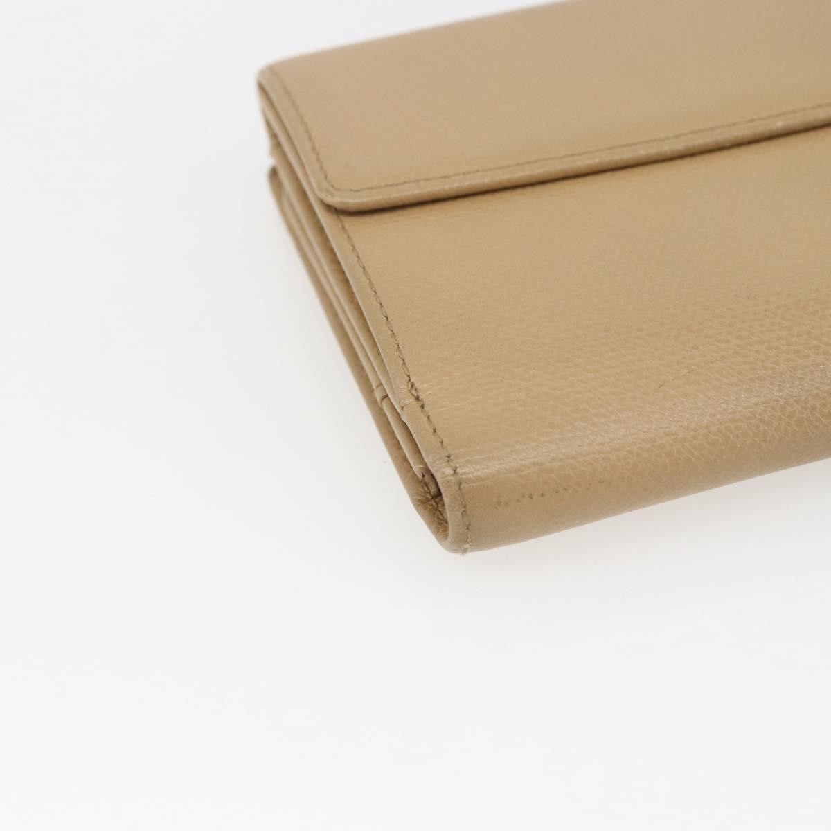 Chanel Coco Bouton Leather Beige Leather Wallets Accessory (Pre-Owned)