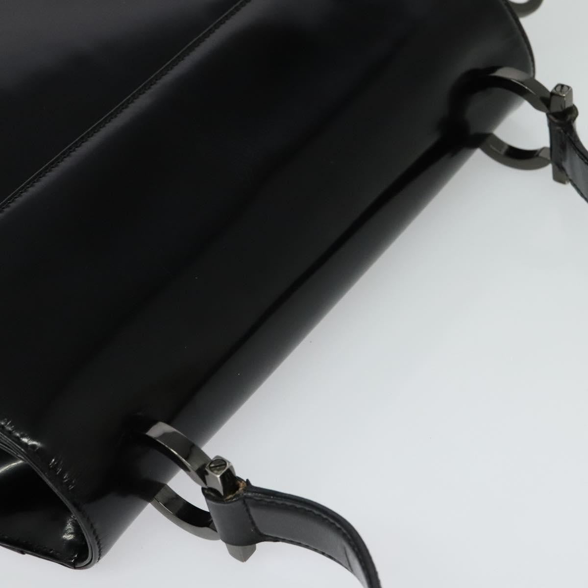 Salvatore Ferragamo Gancini Patent Leather Black Patent_Leather Shoulder Bag Bag (Pre-Owned)