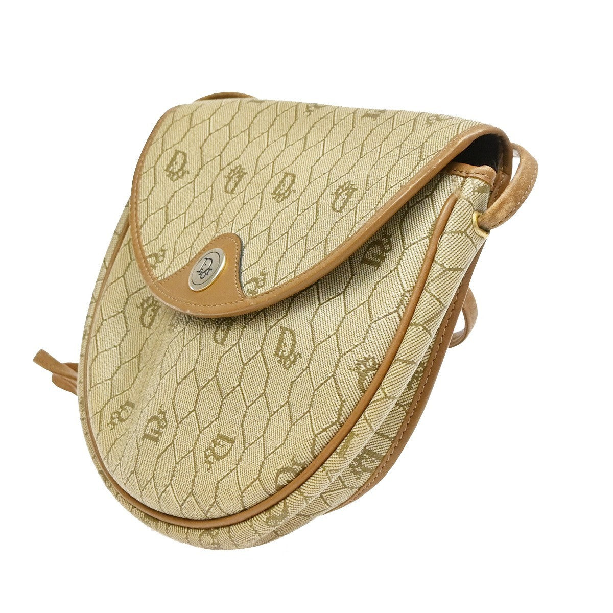 Christian Dior Vintage Honeycomb Canvas Beige Pvc Shoulder Bag Bag (Pre-Owned)