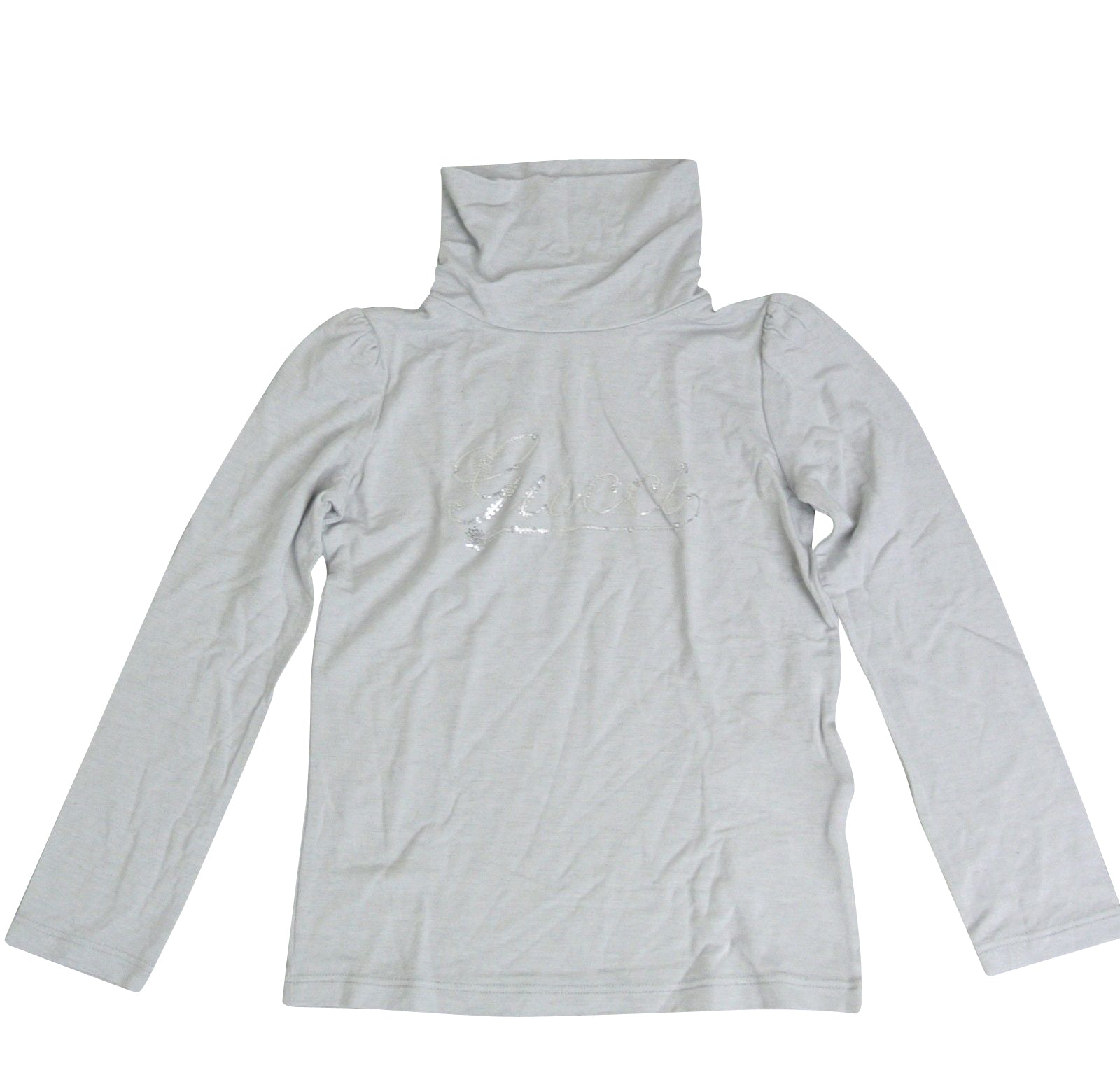 Gucci Kids Grey Long Sleeve Cashmere Turtle Neck Top Shirt With Script (Size 4)