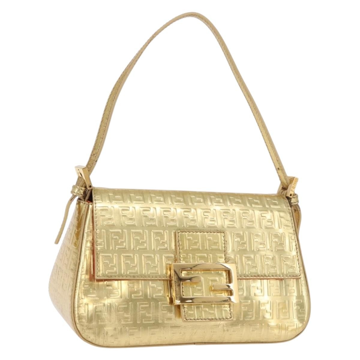 Fendi Mamma Baguette Zucchino Canvas Gold Canvas Shoulder Bag Bag (Pre-Owned)