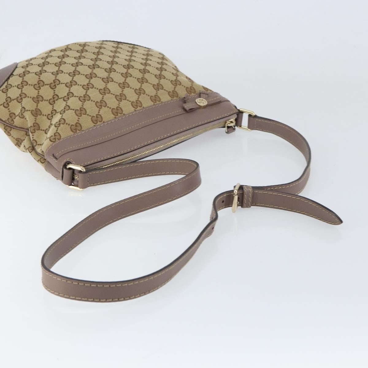 Gucci Mayfair Messenger Gg Canvas And Leather Beige Canvas Shoulder Bag Bag (Pre-Owned)