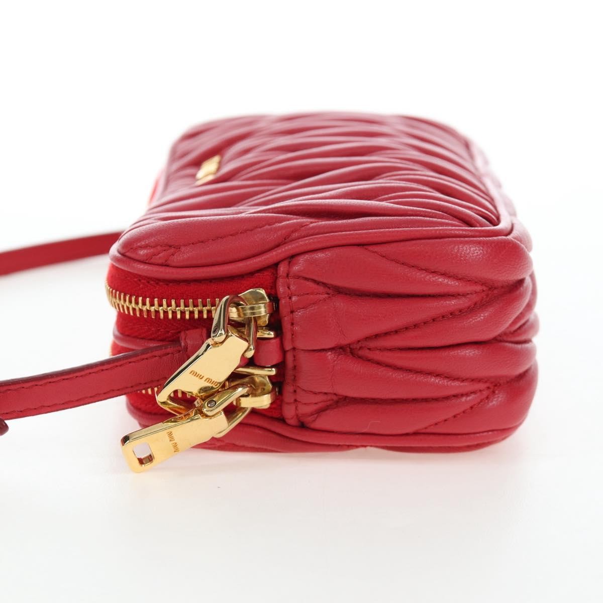 Miu Miu Tech Matelasse Leather Red Leather Crossbody Bag Bag (Pre-Owned)