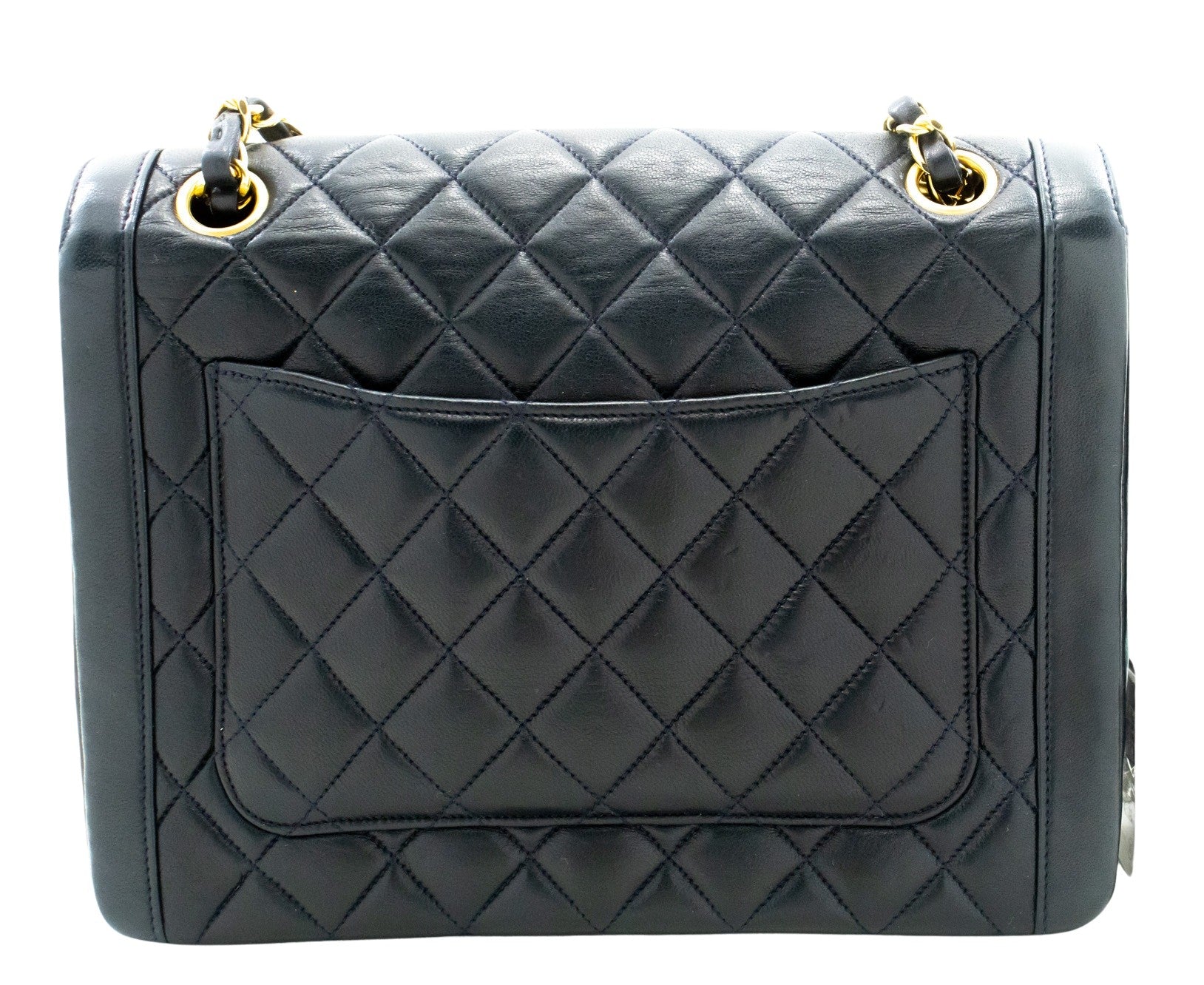 Chanel Matelassé Navy Leather Shoulder Bag (Pre-Owned)