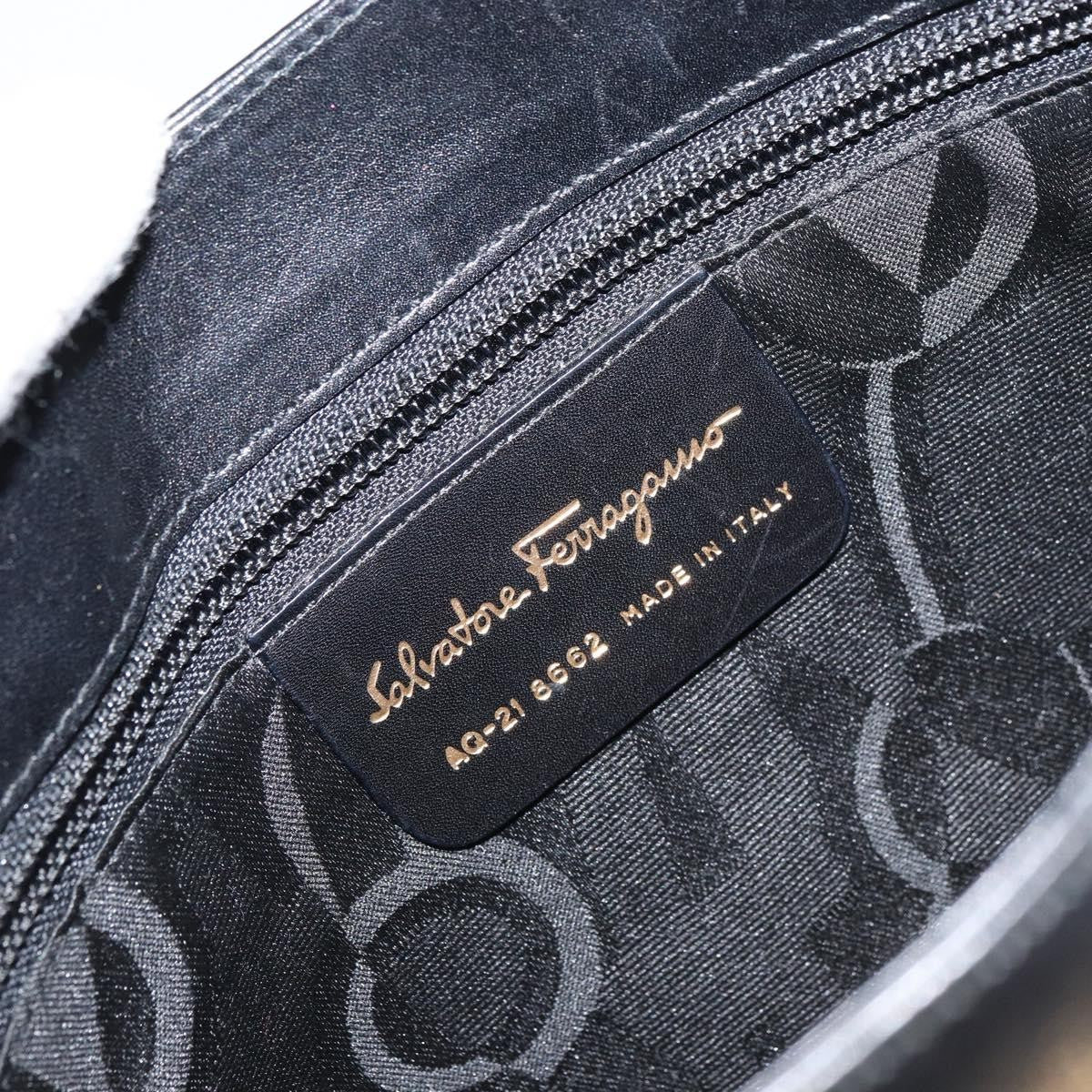 Salvatore Ferragamo Gancio Flap Hobo Leather Black Leather Shoulder Bag Bag (Pre-Owned)