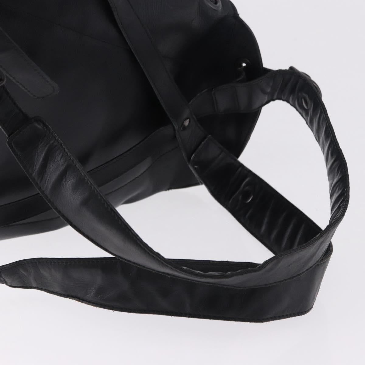 Bottega Veneta Intrecciato Leather Black Leather Backpack Bag (Pre-Owned)
