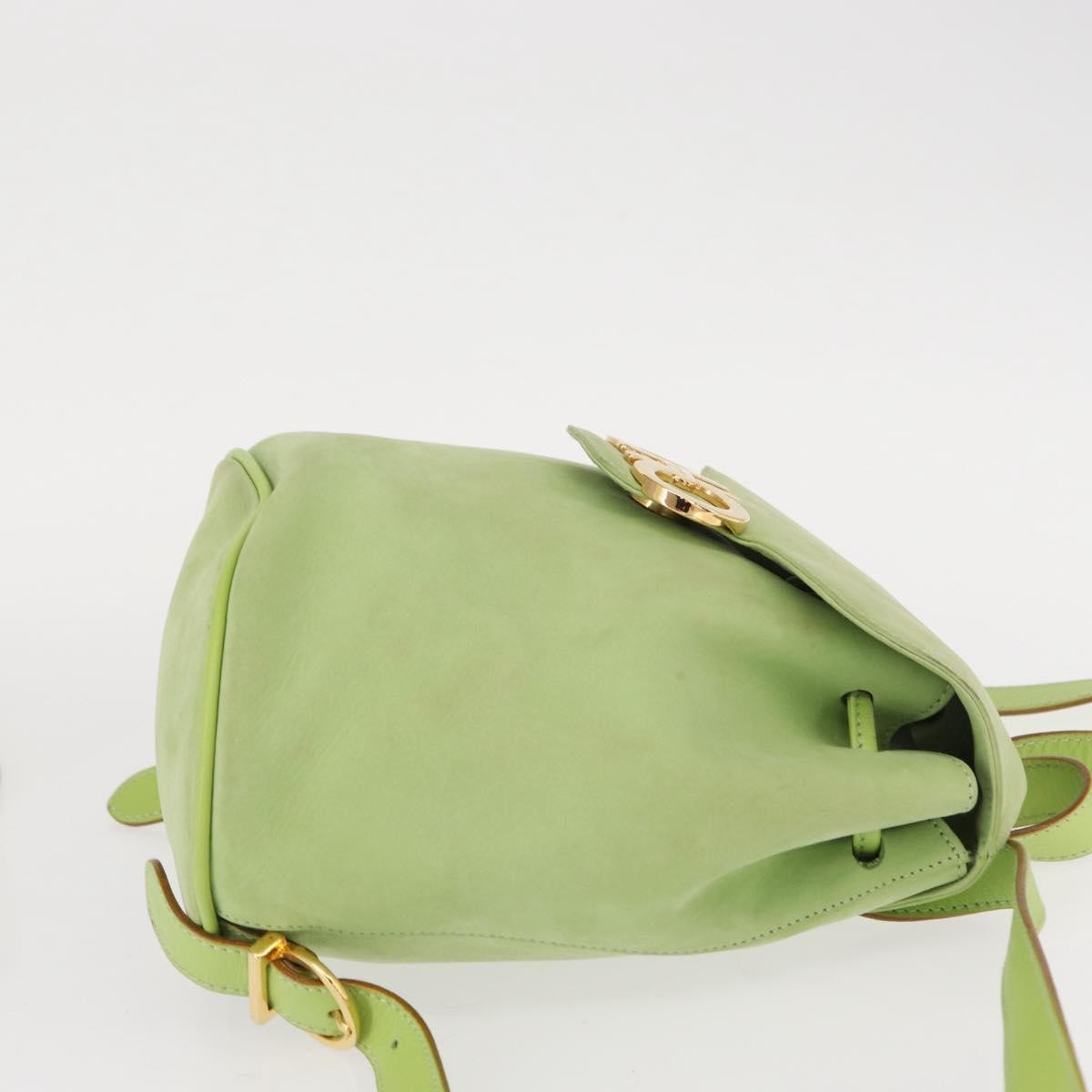 Salvatore Ferragamo Gancini Suede Green Suede Backpack Bag (Pre-Owned)