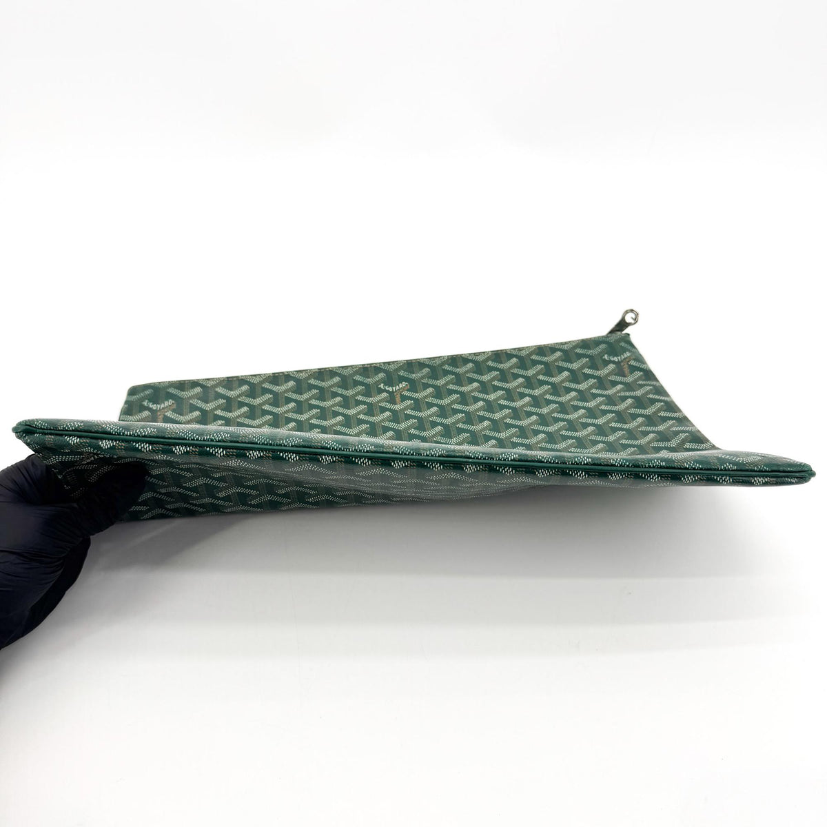 Goyard Senat Zip Coated Canvas Green Canvas Clutche & Pouche Bag (Pre-Owned)