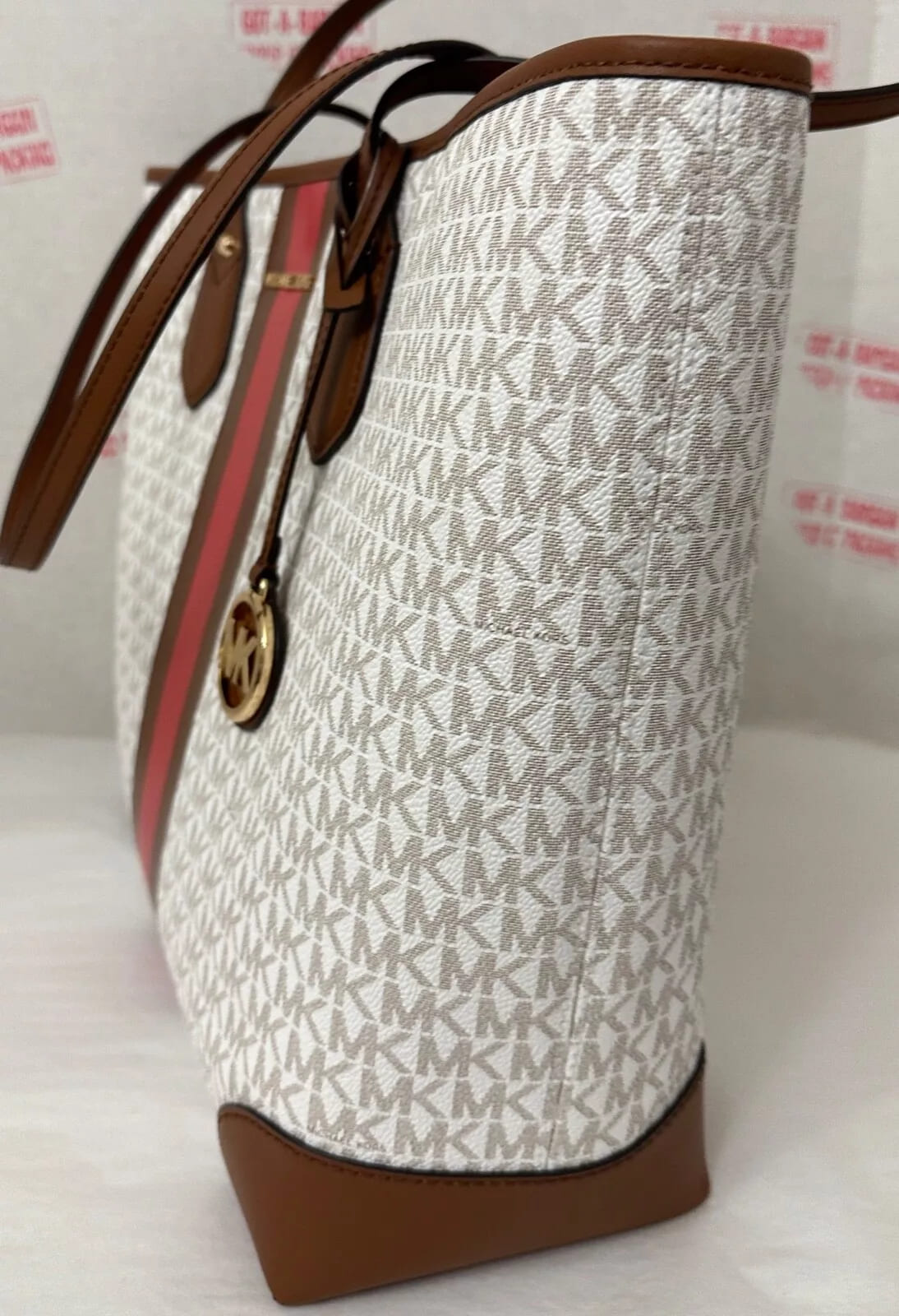 Michael Kors Eva MK Signature PVC Nylon Large tote with Pouch