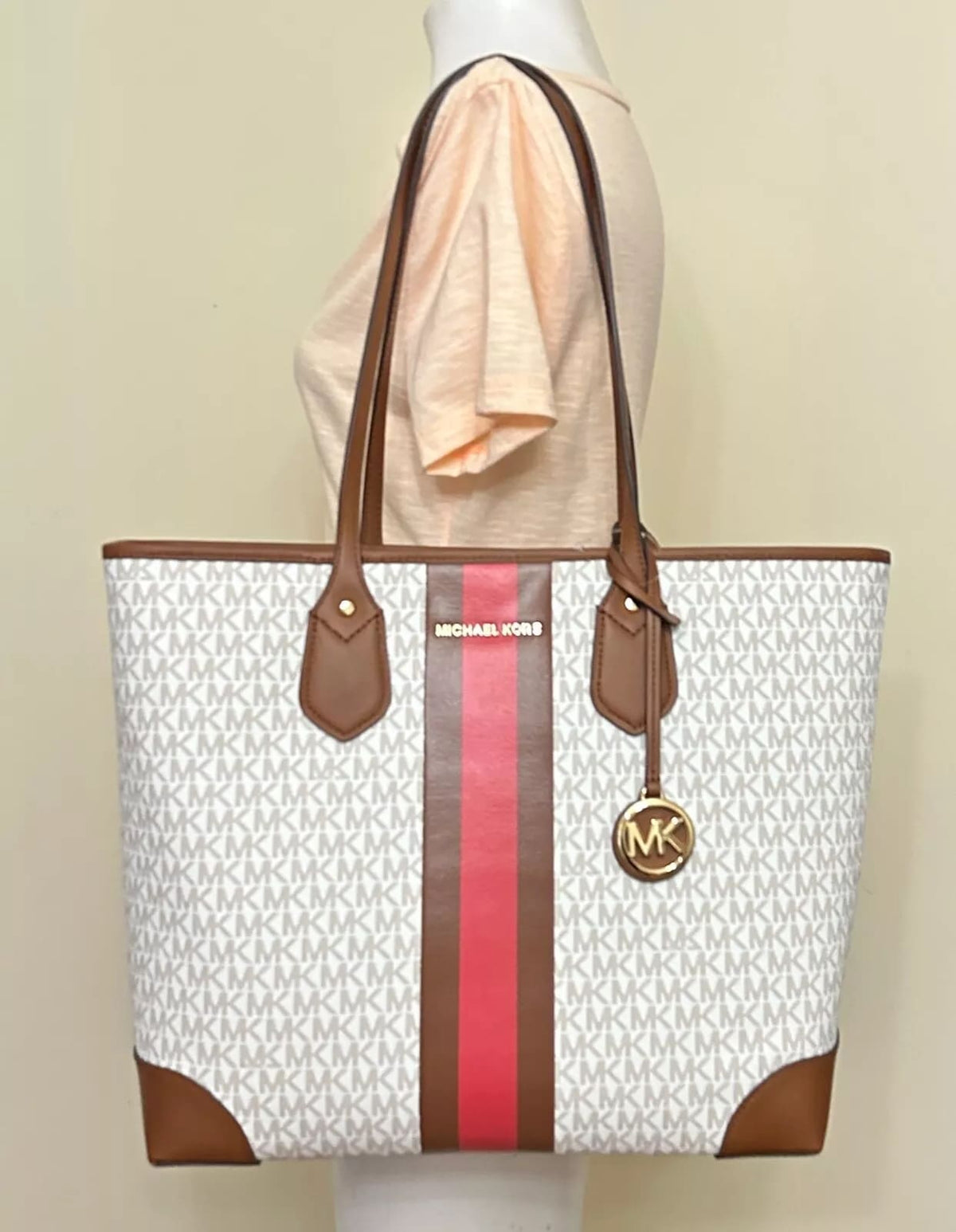 Michael Kors Eva MK Signature PVC Nylon Large tote with Pouch