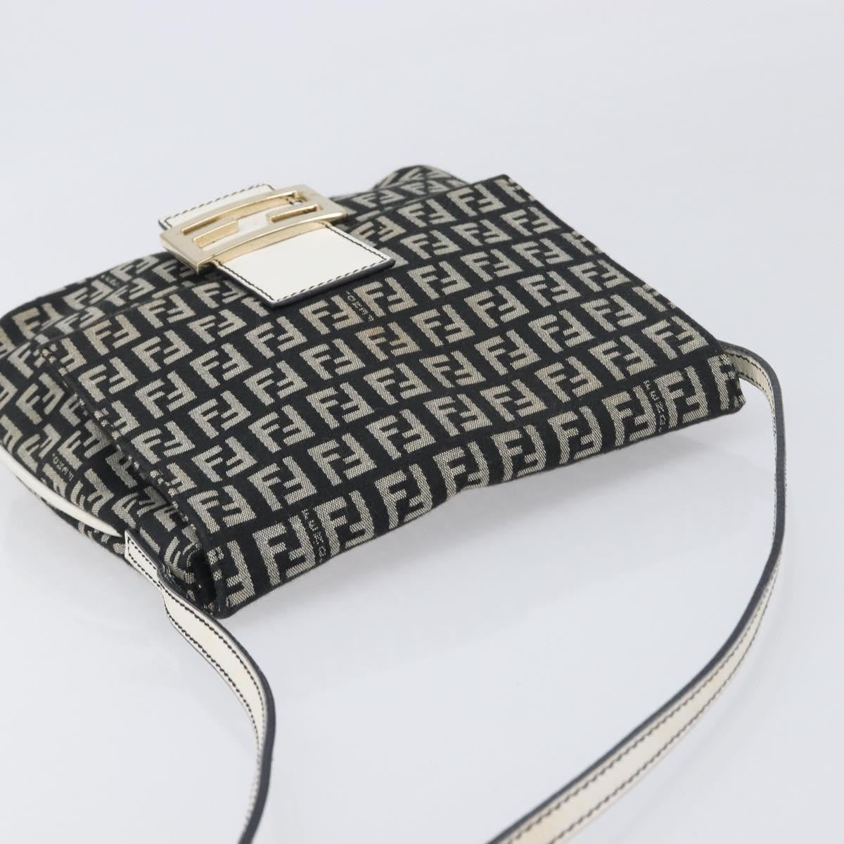 Fendi Vintage Flap Zucchino Canvas Black Canvas Crossbody Bag Bag (Pre-Owned)