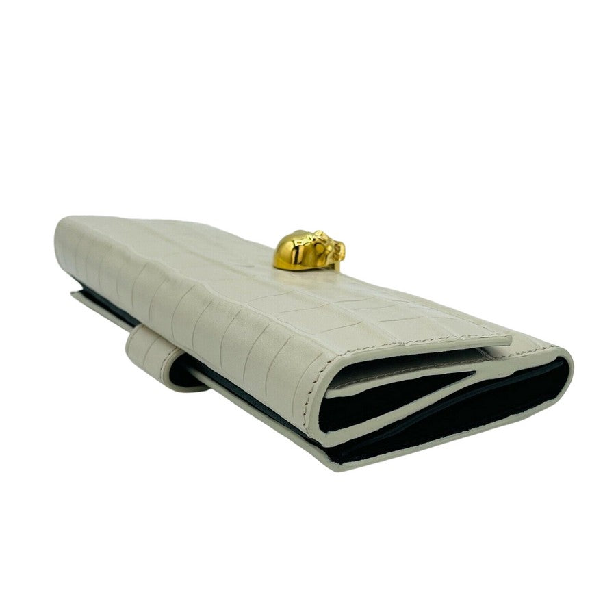 Alexander McQueen Off White Croc-embossed Leather Skull Wallet