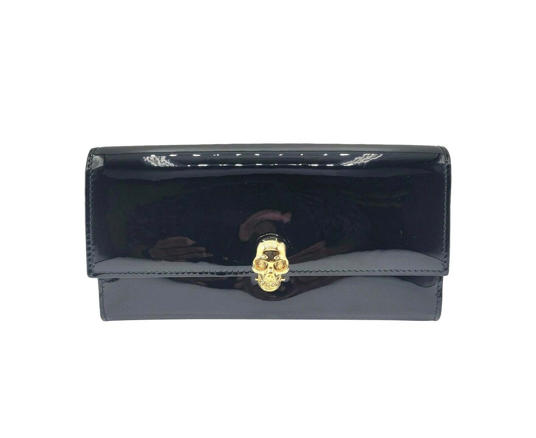 Alexander McQueen Women's Black Patent Leather Continental Wallet