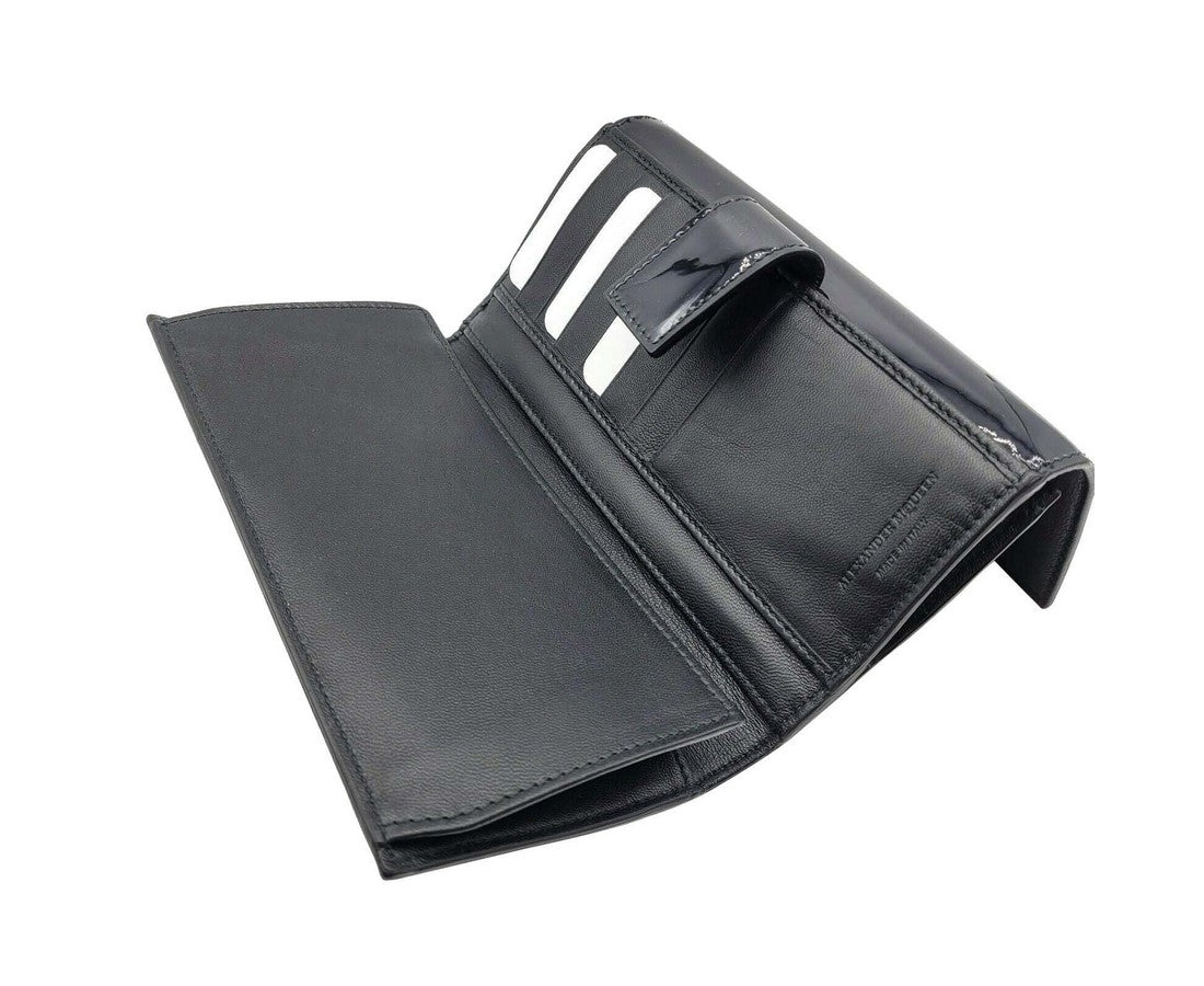 Alexander McQueen Women's Dark Navy Patent Leather Continental Wallet