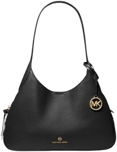 Michael Kors Kelsey Pebbled Leather MK Signature Large Shoulder Bag Purse