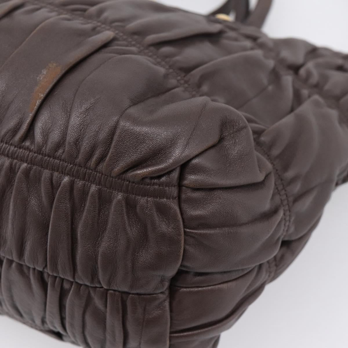 Prada Gaufre Nappa Leather Brown Leather Tote Bag Bag (Pre-Owned)