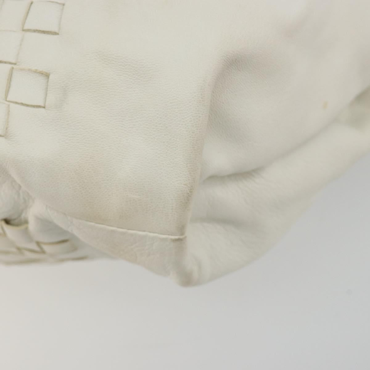 Bottega Veneta Intrecciato Shoulder Leather White Leather Shoulder Bag Bag (Pre-Owned)