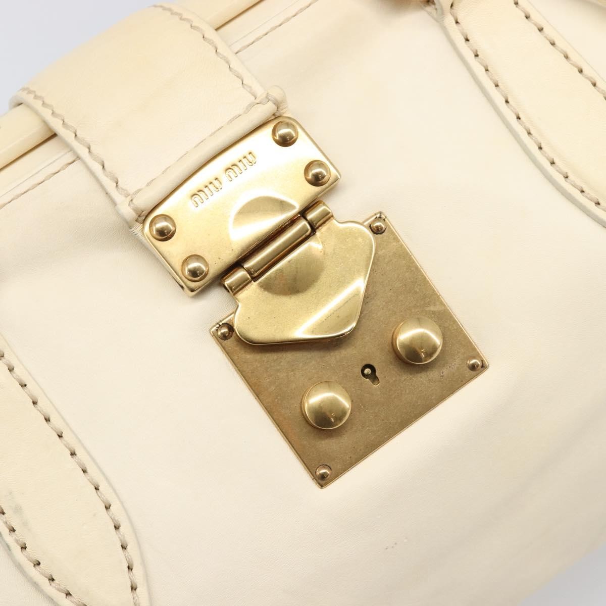 Miu Miu Beau Top Handle Leather Beige Leather Handbag (Pre-Owned)