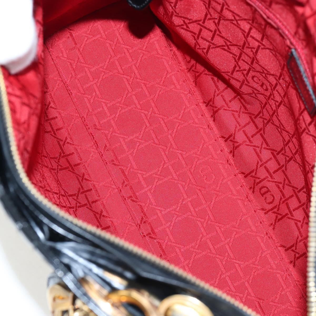Christian Dior Lady Dior Cannage Black Patent_Leather Handbag (Pre-Owned)