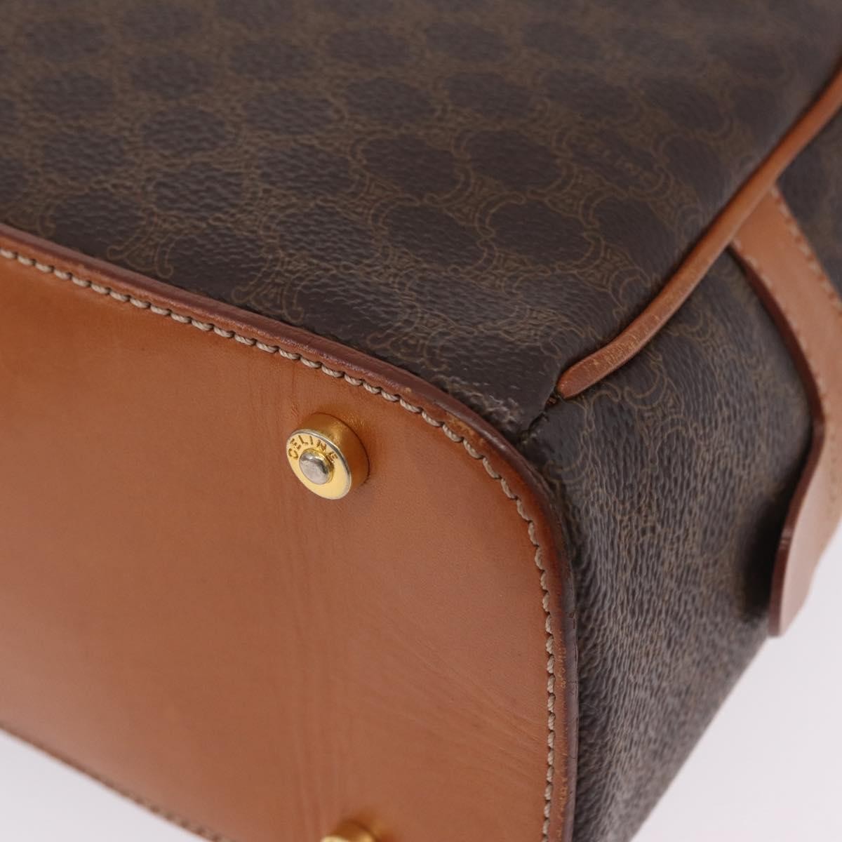 Celine Vintage Handbag Toile Céline Brown Canvas Handbag (Pre-Owned)