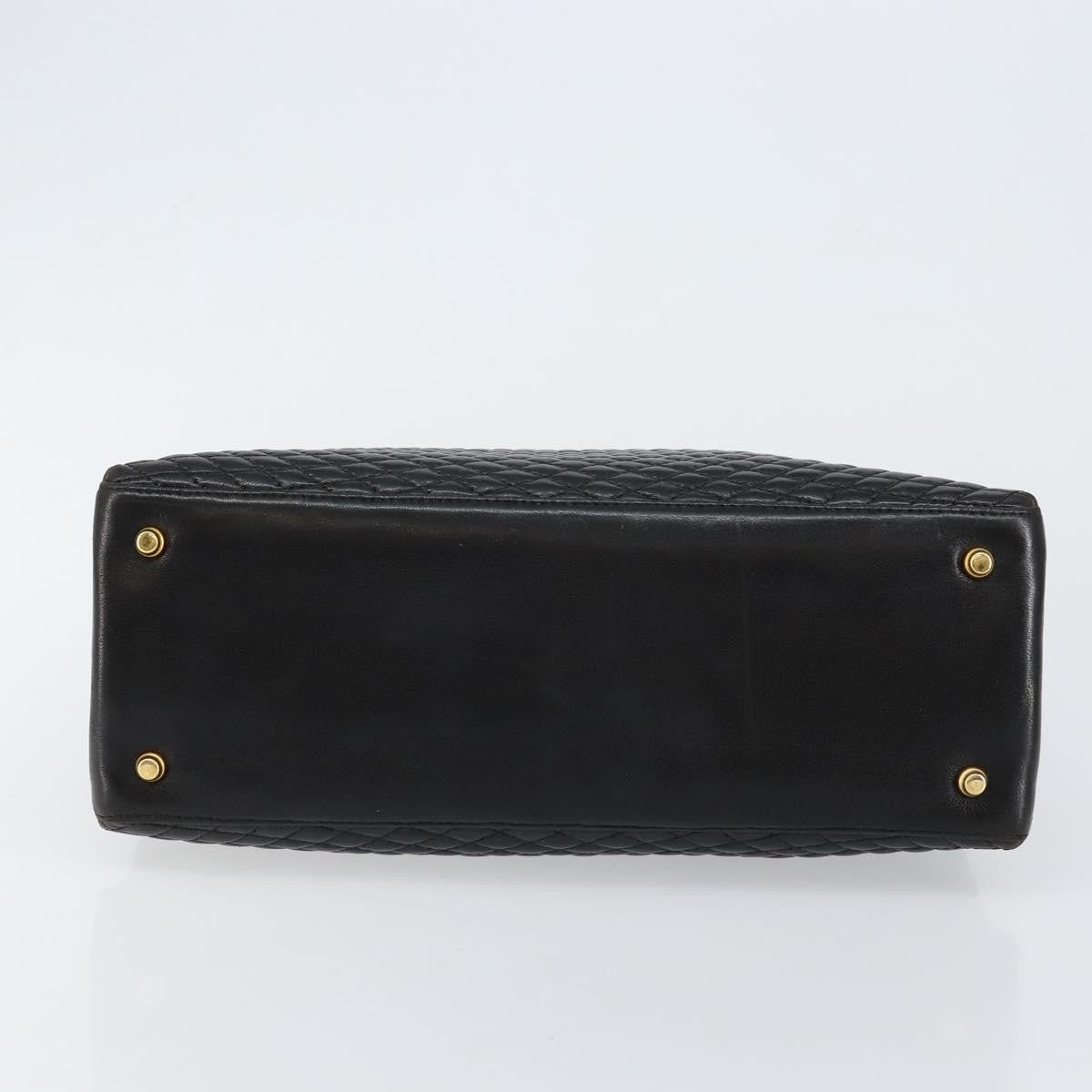 Bally Vintage Quilted Leather Black Leather Handbag (Pre-Owned)