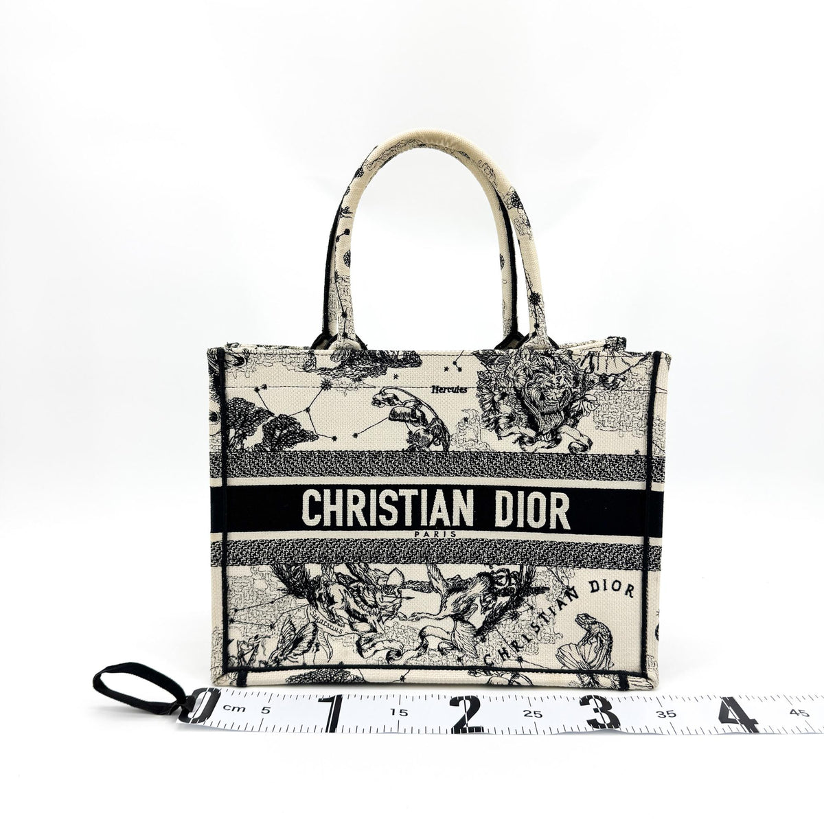 Christian Dior Book Embroidered Canvas White Canvas Tote Bag Bag (Pre-Owned)