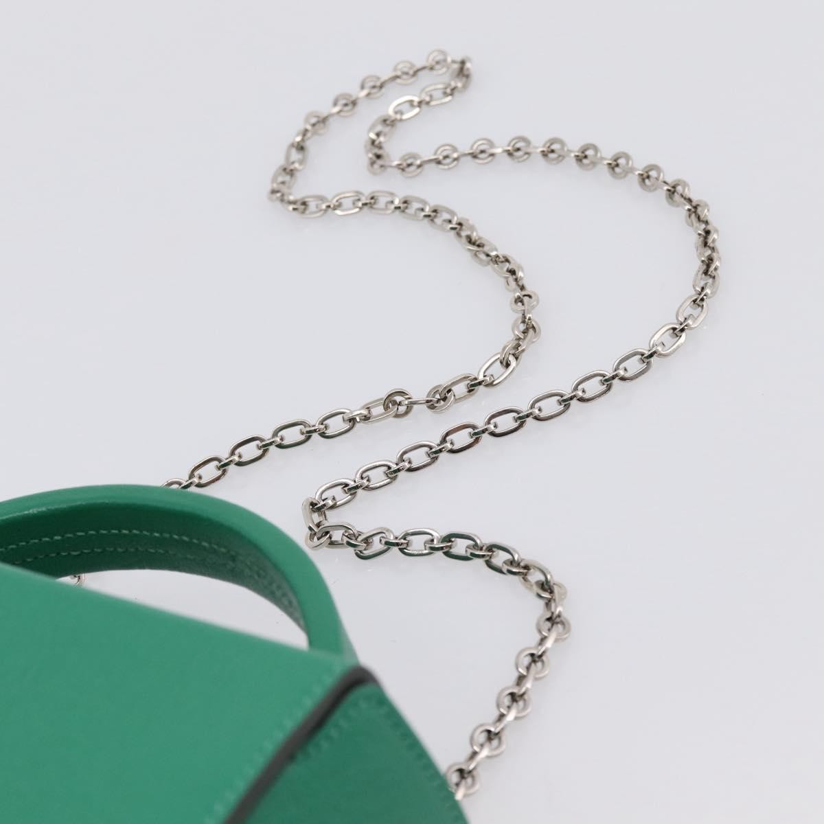 Hermes Cinhetic Top Handle Chevre Mysore Green Leather Handbag (Pre-Owned)