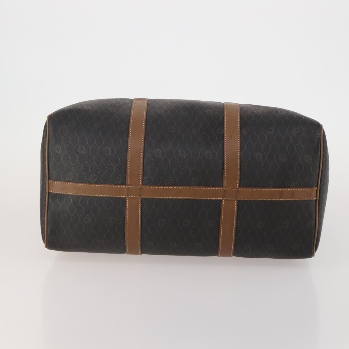 Christian Dior Vintage Honeycomb Boston Canvas And Leather Black Canvas Travel Bag Bag (Pre-Owned)