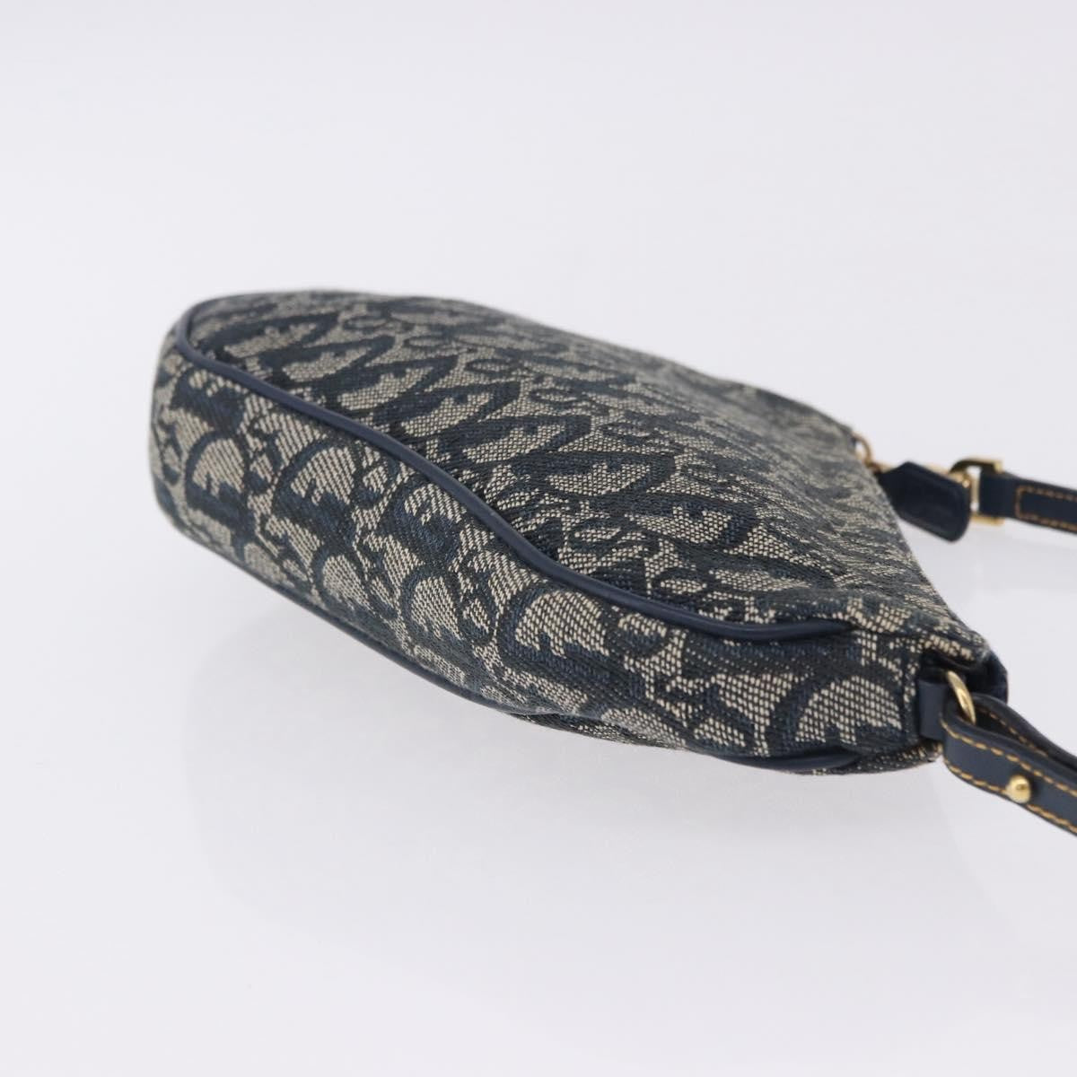 Christian Dior Vintage Saddle Bag Canvas Navy Canvas Clutche & Pouche Bag (Pre-Owned)