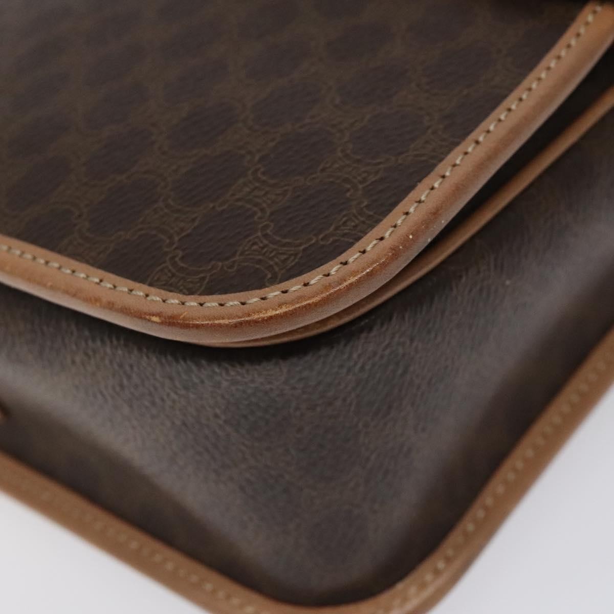 Celine Vintage Macadam Canvas And Leather Brown Canvas Shoulder Bag Bag (Pre-Owned)