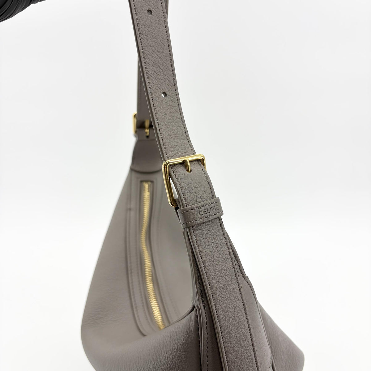 Celine Heloise Triomphe Embossed Leather Gray Leather Shoulder Bag Bag (Pre-Owned)