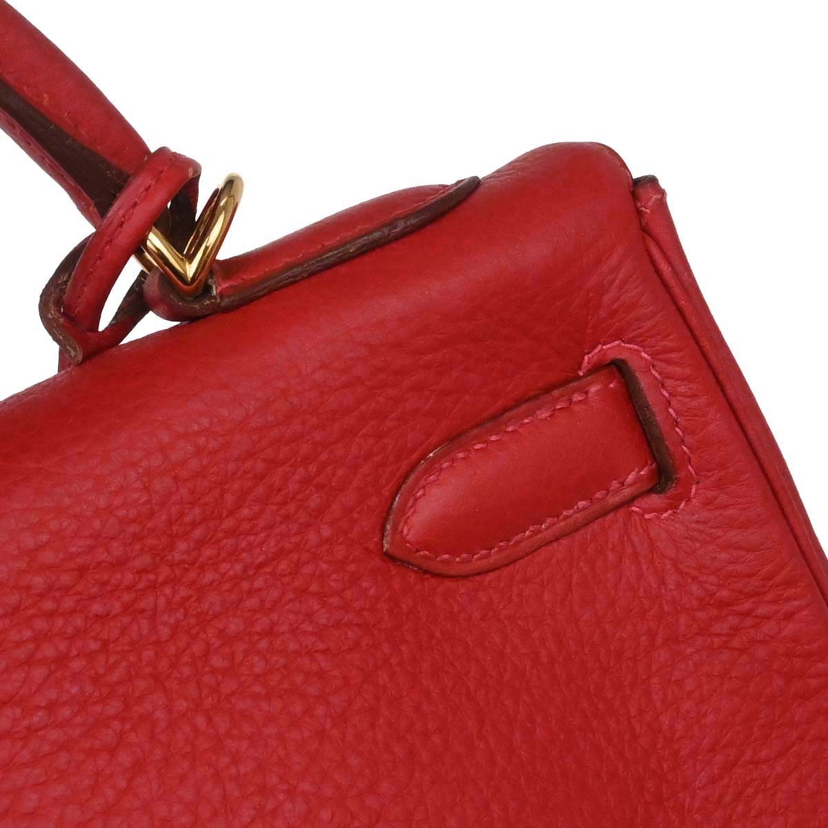 Hermes Kelly Red Togo With Gold Hardware Red Leather Handbag (Pre-Owned)
