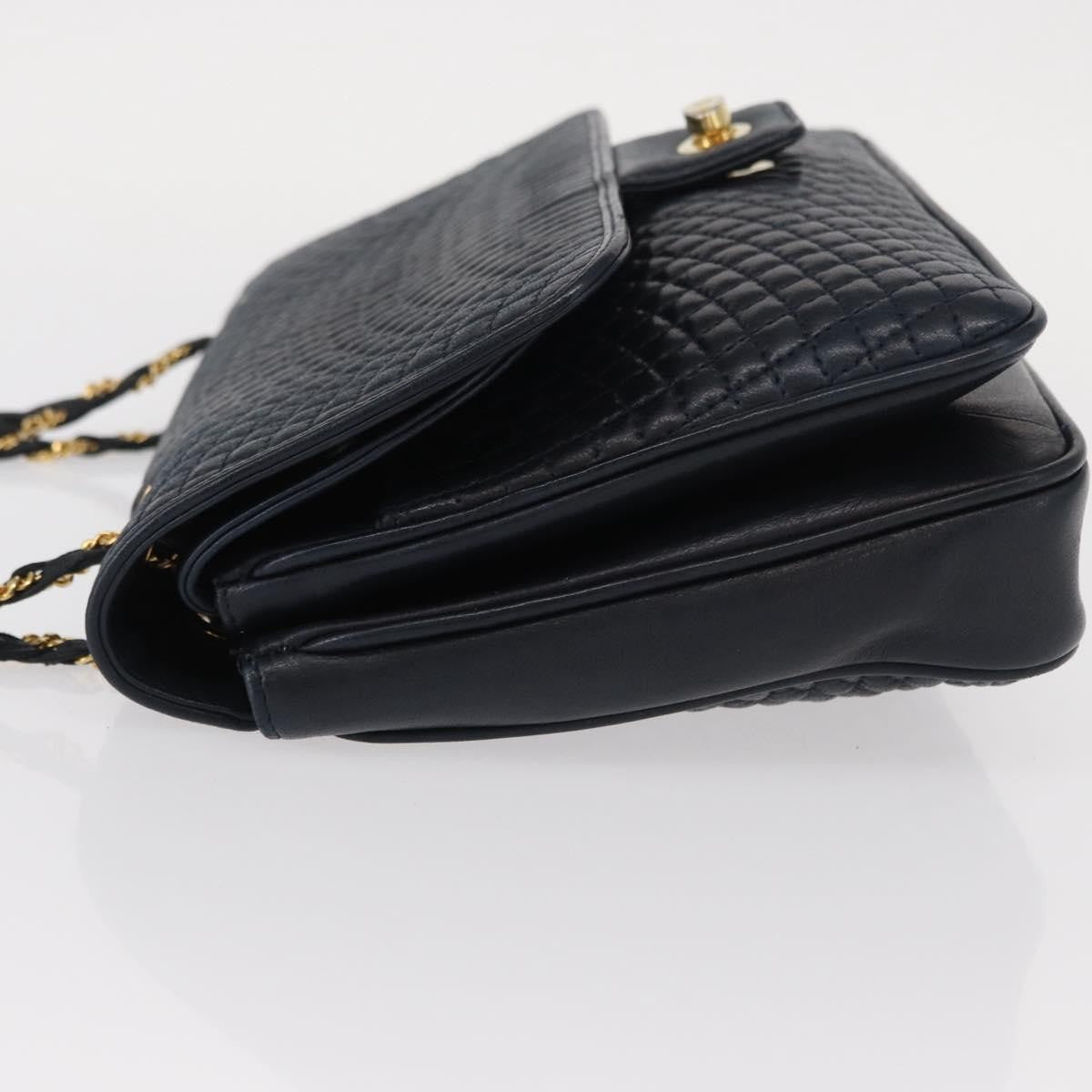 Bally Vintage Leather Navy Leather Shoulder Bag Bag (Pre-Owned)