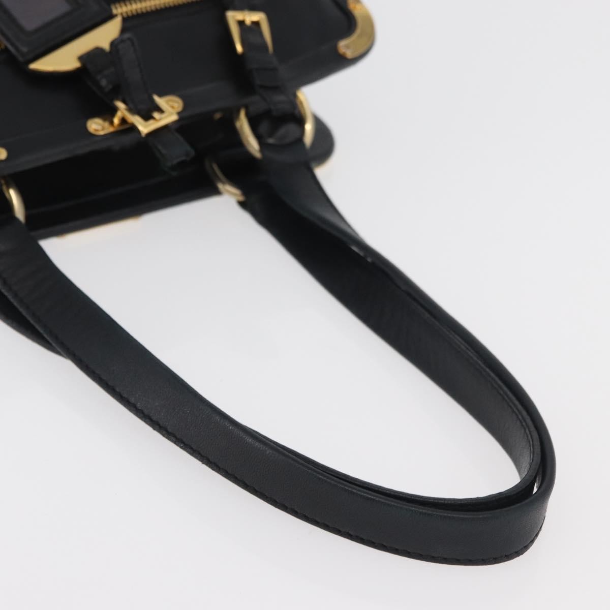 Prada Tote Leather Black Leather Tote Bag Bag (Pre-Owned)