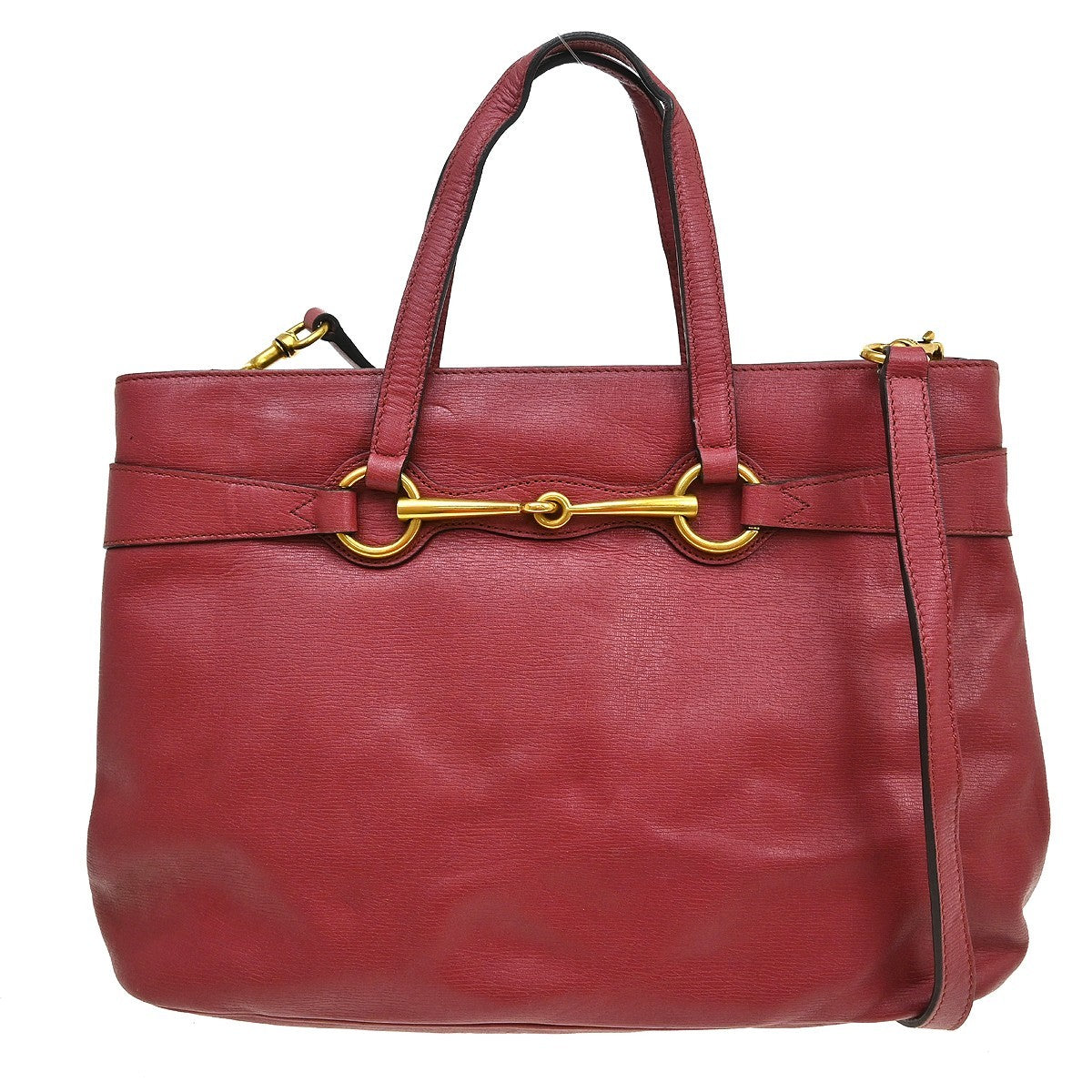 Gucci Bright Bit Convertible Tote Leather Red Leather Tote Bag Bag (Pre-Owned)
