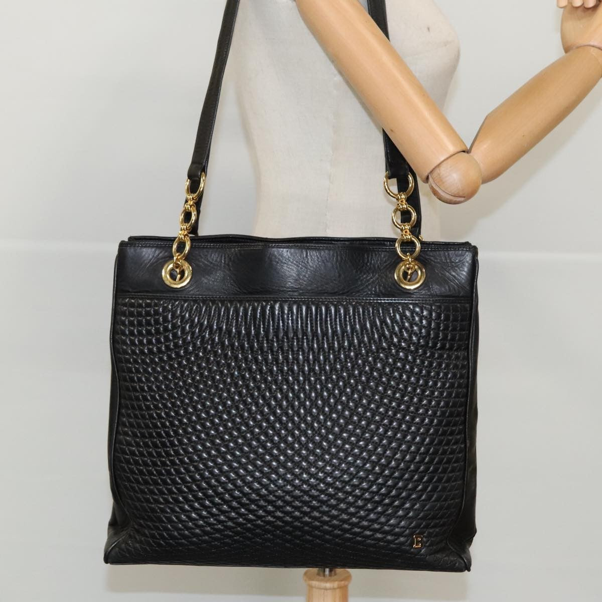 Bally Vintage Quilted Leather Black Leather Shoulder Bag Bag (Pre-Owned)