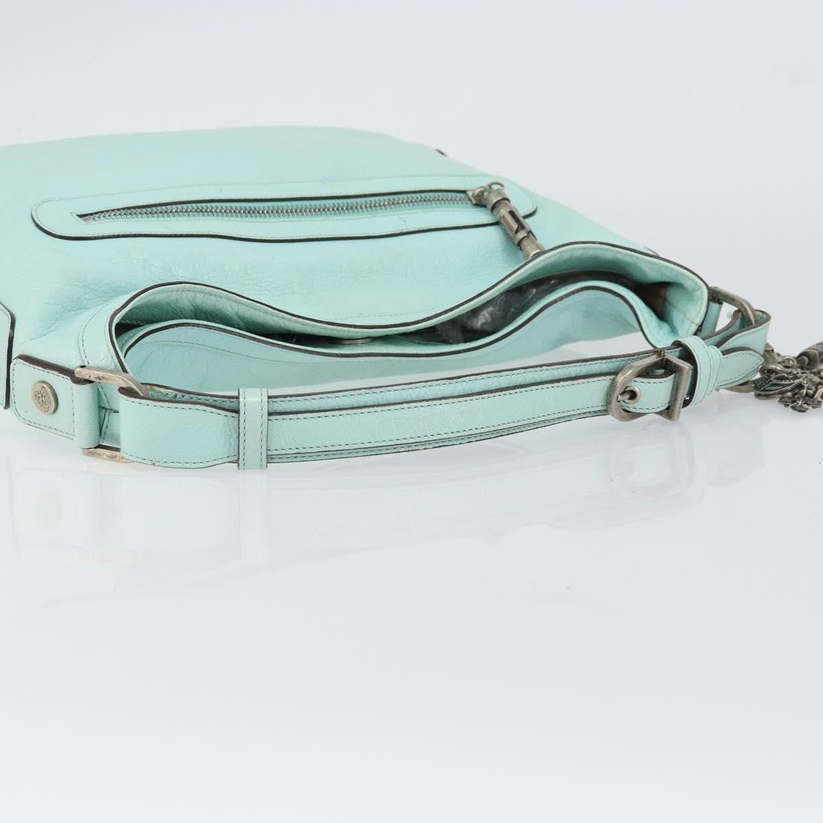 Versace Vintage Leather Blue Leather Handbag (Pre-Owned)